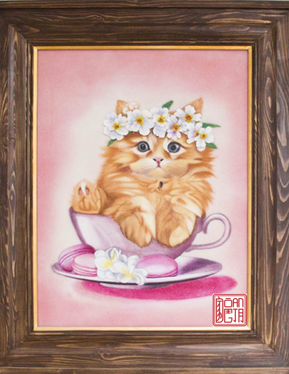 Tranh đá quý thiên nhiên Con mèo