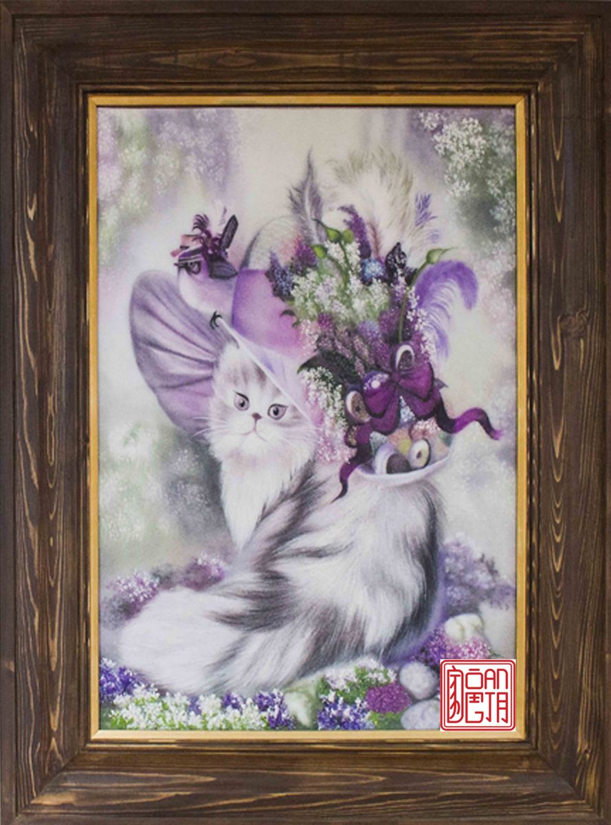 Tranh đá quý thiên nhiên Con mèo
