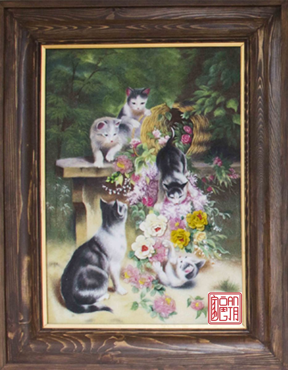 Tranh đá quý thiên nhiên Con mèo