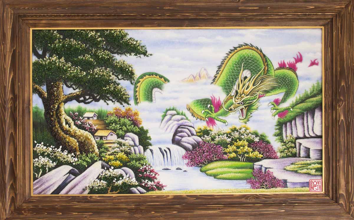 Tranh Đá quý thiên nhiên Rồng thịnh vượng